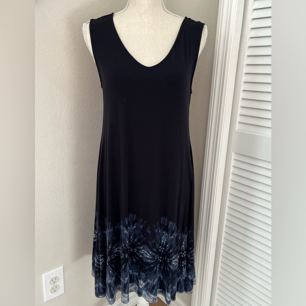 Black and Blue Sleeveless A-line Cross Strap Back Dress